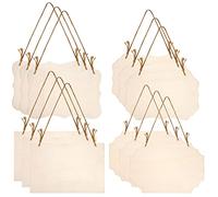 12 Pcs Unfinished Blank Wood Signs, Wooden Hanging Plaques Blank, Decorative Wood Plaque Slices Banners Blanks with Ropes for Home Pyrography Painting Writing DIY Craft Supplies