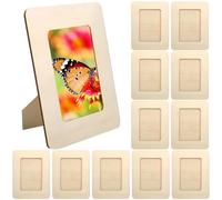 12 Pcs Unfinished Wood Picture Frames, 4x6 in Wooden Photo Frame Bulk for Youngsters Crafts DIY, Smooth Surface Safe Material, Long-Lasting Versatile Vertical Horizontal Display Stand for Gifts