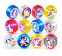 12 PCS Unicorn Light Up Yo-Yo Set for Kids - Automatic Return Beginner Yoyo Toys with String, Glow in Dark Reactive High Speed Bearing YoYo, Party Favor Pack (5.5cm)