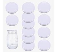 12 Pcs Universal Canning Lids - Polished Metal Twist-off Lids for Preserving, Sauce & Storage Jars - White, 82mm