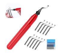 12 Pcs Universal Deburring Tool Set, 360 Degree Rotatable Deburrer with Extra HSS Steel Deburring Sheets and Box, Burr Remover with Metal Handle for Plastic, 3D Printers, PVC, Steel, Resin Art