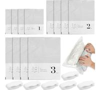 12 Pcs Vacuum Storage Bags for Clothes, 32*42cm/40*60cm/50*70cm Roll-Up Transparent Compression Space Saver Bags, Travel Space Saver Pack, Reusable Vacuum Compression Storage Bags, No Pump Needed