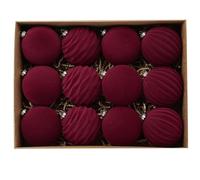 12 Pcs Velvet Christmas Ornaments Balls 8cm Flocked Christmas Tree Ball Hanging Ornaments Velvet Christmas Baubles for Xmas Party Wedding Home Decor (V02)