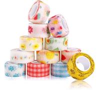 12 Pcs Vet Wrap for Dogs 2 Inch Self Adhesive Bandage Wrap Cute Patterns | Non-woven self-adhering bandage wrap for dogs, cats, horses. Tear by hand, no scissors. Waterproof, breathable