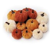 12 PCS Vibrant Artificial Pumpkins Set - Perfect for Pumpkin Decor, Ideal for Fall, Halloween, Thanksgiving Decorating 3 sizes and colors of fake velvet pumpkins Foam Pumpkins - Harvest Pumpkins, Faux