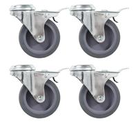 (12 pcs) vidaXL Bolt Hole Swivel Casters with Double Brakes Trolley Wheel Caster TPR