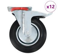 (12 pcs) vidaXL Swivel Casters with Double Brakes Furniture Casters Trolley Caster