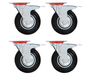 (12 pcs) vidaXL Swivel Casters with Double Brakes Furniture Casters Trolley Caster