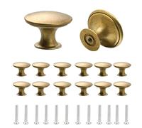 12 Pcs Vintage Cabinet Knobs,30mm Round Cabinet Door Knobs, Antique Brass Door Knobs with Matching Screws for Cupboard, Cabinet, Drawer, Wardrobe, Kitchen