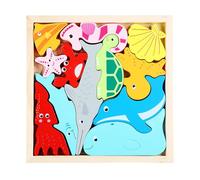 12 Pcs Vintage Ocean Creatures Wooden Jigsaw Set - Marine Life Desktop Display and Home Decor - Collectible Wooden Puzzle Ornament for Adults