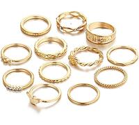 12 Pcs Vintage Stackable Rings Set For Women Bohemian Gold Joint Finger Rings Party Daily Festival Jewelry Convenient and practical