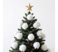 12 Pcs White Faux Furry Christmas Balls Decorations Hanging Ornaments for Xmas Tree Wreath Garland DIY Crafts Wedding Party Home Decor,10cm (Cream White)