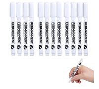 12 Pcs White Marker Pen Permanent Waterproof, Waterproof and Quick Drying White Pens whiTe Permanent Marker Pens, for Rock Painting Ceramic Glass Wood Tire Fabric Canvas