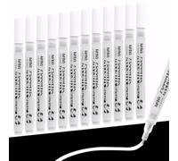 12 PCS White Permanent Marker Pen, White Marker Pen - Quick Drying Waterproof No Fading No Dirty Hands White Acrylic Paint Pen, for Rock Painting Metal Canvas Glass Wood DIY Crafts Fabric