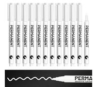12 Pcs White Permanent Marker Pens, White Fabric Pen, Fine Tip White Paint Pens Waterproof Quick Drying for Clothes Stones Rock Painting Ceramic Glass Wood Metal Canvas Tire Pen Art & DIY (2mm)