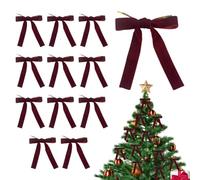 12 pcs Wine Red Velvet Bows with Twist Ties for Christmas Tree Decorations Christmas Decorative Bows Christmas Bow Christmas Bows Decorative Xmas Decor Wreath Ornament