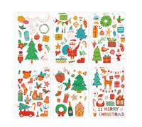 12 Pcs Winter Stickers for Kids - Christmas Decorations with Tree, Stockings, Santa Claus & Holiday Designs for Party Favors