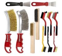 12 Pcs Wire Brush for Cleaning , Metal Brush Hand Wire Brushes Set With 2 Scrapers, 4 Sizes Of Steel Brush, Heavy Duty Brushes for Rust, Paint, Dirt, BBQ Car Detailing Home Maintenance Metal Cleaning