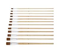 12 Pcs Wolf Hair Painting Brush Artist Paint Brushes Flat Set Watercolor Drawing Supplies
