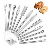 12 Pcs Wood Carving Drill Bit Set High Speed Steel Rotary Tool Wood Carving Bit Set 3mm Shank Carving Tools for Woodworking Engraving Drilling and Grooving DIY Craft Accessories