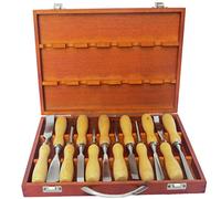 12 Pcs Wood Chisel Set,Woodworking Chisel Kit with Wooden Storage Case for Engraving on Wood Carving DIY Wood Craft