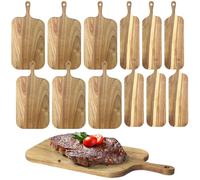 12 Pcs Wood Cutting Board Set with Handle, Acacia Wood Charcuterie Board, Small Size Long Wooden Charcuterie Board Paddle Cheese Board Serving Boards for Kitchen Meat, Pizza,Chees, 16.1×4.7", 15×7.5"
