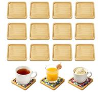 12 PCS Wooden Coasters, 9cm Square Mosaic Tiles Bamboo Tray Cup Coasters, Small Wooden Tray for Coffee Candles Drink DIY Crafts Table Decor Plant Coaster Art Plate (Mosaic Tiles Not Included)