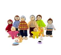 12 Pcs Wooden Dollhouse Family Set Mini People Figures Dollhouse Dolls Dog Cat Sets Miniature Dolls Family Set Pretend Play Figures for Pretend Doll House Toy (Cozy Family)