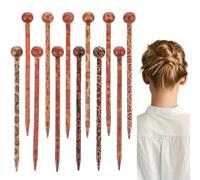 12 PCS Wooden Hair Sticks, Boho Vintage Japanese Chinese Hairpin Decorative Hanfu Pins Bun Holders Hair Chopsticks for Women Girls Chignon Bun Updo Hairstyle Accessories
