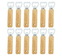 12 PCS Wooden Handle Beer Bottle Opener,with Hole for Easy Hanging, Perfect for Home Bar and Parties,Engravable Wooden Bottle Openers,for Beverage bar Home Gadgets(Size:12)