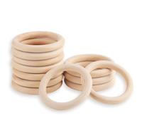 12 Pcs Wooden Rings for Crafts, 80mm Natural Unfinished Wood Rings, Wood Teething Ring Loops Pendants for DIY Arts and Crafts Curtain Jewelry Making Home Decor(80mm)