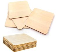 12 Pcs Wooden Square Coasters - Blank Unfinished Wood Coasters for DIY Crafts, Personalized Drink Coasters, Wooden for Home and Office