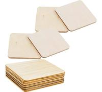 12 Pcs Wooden Square Coasters,Shapes Blank Unfinished Plain Wood Pieces,Wooden Plaques Blank Squares,Unfinished Blank Wood Pieces For DIY Arts Craft Project Pyrography Art Laser Engraving Carving