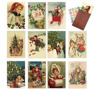 12 pcs Xmas Vintage Postcards + 12 Envelopes Christmas Postcards Christmas Greeting Cards Room Decoration Atmosphere Decoration Cards Bedroom Mini-Poster