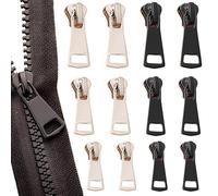 12 Pcs Zip Replacement, Universal #3#5#8 Black and Silver Zip Repair, Stainless Steel Zipper for Jackets, Suitcases, Coats