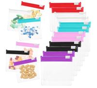 12 Pcs Zippered Pill Pouch Reusable Mini Seal Storage Bags Slide Lock Portable Medicine Baggies Self-Sealing Travel Plastic Case for Small Items Organizing Home Office