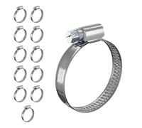 12 PcsHose Clips Adjustable Jubilee Clips 25-40mm, 304 Stainless Steel Hose Clamps, Assorted Worm Drive Pipe Clip Clamps for Exhaust Hoses Gas Water Pipes Fuel Line Garden Connections(25-40mm)