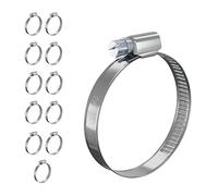 12 PcsHose Clips Adjustable Jubilee Clips 32-50mm, 304 Stainless Steel Hose Clamps, Assorted Worm Drive Pipe Clip Clamps for Exhaust Hoses Gas Water Pipes Fuel Line Garden Connections(32-50mm)
