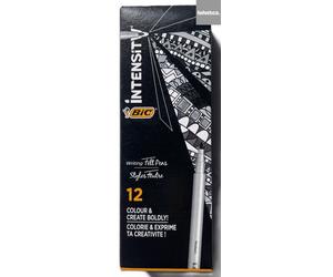 (12 Pens) BIC Intensity Fineliner Medium 0.7 mm Black Felt Writing NEW