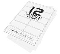 12 Per Page/Sheet, 1000 Sheets (12000 Sticky Label), iSOUL White Blank Matt Self-Adhesive A4 Address Shipping Labels Stickers, Laser Inkjet Compatible L4743REV-25 Printer Paper, 63.5 X 72 mm JAM Free