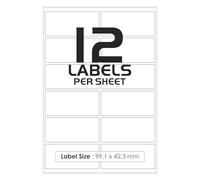 12 Per Page/Sheet, 25 Sheets (300 Sticky Label), iSOUL White Blank Matt Self-Adhesive A4 Address Shipping Labels Stickers, Laser Inkjet Compatible L4743REV-25 Printer Paper, 63.5 X 72 mm JAM Free