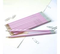 12 Personalised Hexagonal Graphite Pencils - Embossed with Name, German Made Pencils and Printed in the UK - That's My Pencil ™ (Pastel Pink)