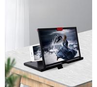 12" Phone Screen Magnifier, 3D HD Mobile Phone Screen Amplifier with Folding Stand Holder Universal Pulling-out Movie Video Gaming Enlarger Seniors Reading Projector for All Smartphone(Black)