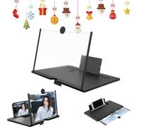 12" Phone Screen Magnifier Newest Version, Screen Magnifier for Smartphone, Foldable Phone Stand With Phones Magnifiers for Watching Movies Playing Games (1 Pc Black)
