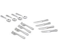 12-Piece 1/12 Scale Silver Miniature Cutlery Set - Stainless Steel Dollhouse Accessories for Cupcake Decorations and Model Displays (0.8" Tiny Forks/Spoons)