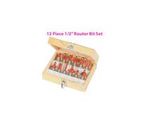 12 Piece 1/2" Inch TCT Router Bit Set Woodwork Cutting Wooden Case