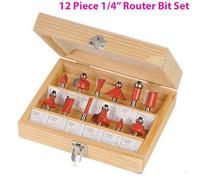 12 Piece 1/4" Inch Tct Router Bit Set Woodwork Cutting Wooden Case