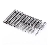 12-piece 50 mm T5 - T40 Long Torx Screwdriver Bits S2 Steel 1/4 Inch Hexagonal Magnetic Shank Screwdriver Bits