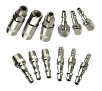 12-Piece Air Line Hose Fittings Set, Quick Release Compressor Connectors with Spring Loaded Shut Off Valve, Galvanised Steel Thread Couplings for PCL Rectus 19