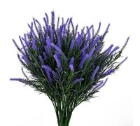 12 piece artificial greenery monkey grass set for outdoor and indoor decoration, featuring plastic stems that can be detached and reshaped for varied display (Purple)